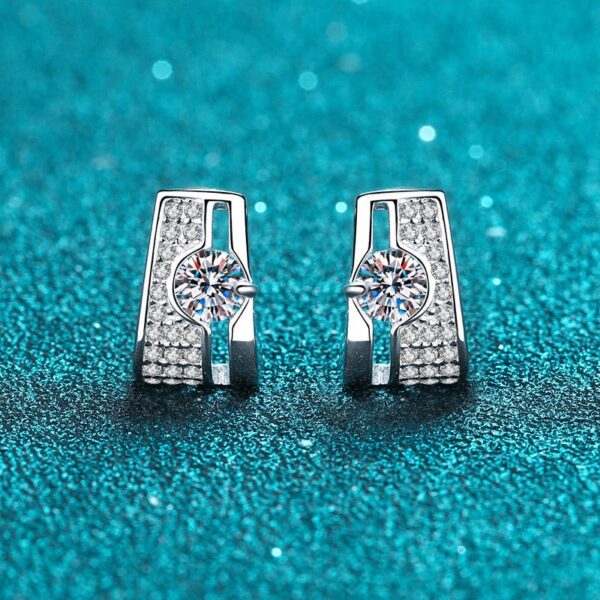 AZ462-E PT950 platinum rectangular earrings set with Moisson studs simple source direct supply