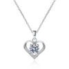 AZ868-X 18K White Gold Platinum Pt950 1 Carat Moissanite Necklace for Women Love Heart Pendant Luxury Collarbone Chain for Girlfriend