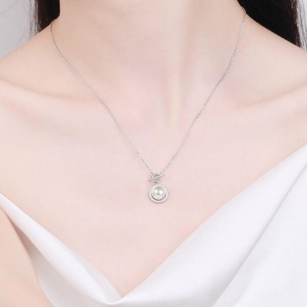 AZ474-X S925 Pure Silver Pearl Necklace Pendant Collarbone Chain Accessory
