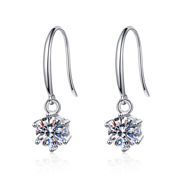 AZ299-E Sterling Silver Lab Diamond Drop Earring Women Round Cut Moissanite Ear Hook Earrings D Color GRA Certificated Jewelry