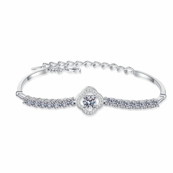 AZ922-S Luxury 1 Carat Blue Heart-shaped Moissanite Bracelet, Platinum PT950 Graceful Love Bangle Women's Accessory Wedding Jewelry Gift