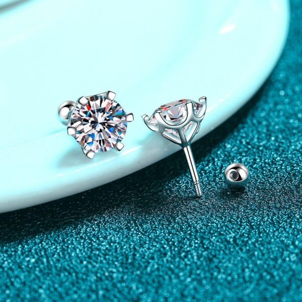 AZ471-X Sterling Silver 0.5-1 Carat *2 Moissanite Screw 6-Claw Earring Fashion Casual High-End Design Sense Niche Lady Girlfriend