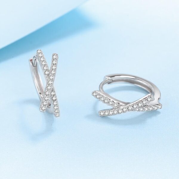 AZ431-E Total 0.28CT Real Moissanite Stud Earrings for Women Cross Wedding Sparkling 925 Silver Simulated Diamond Hoop Earring