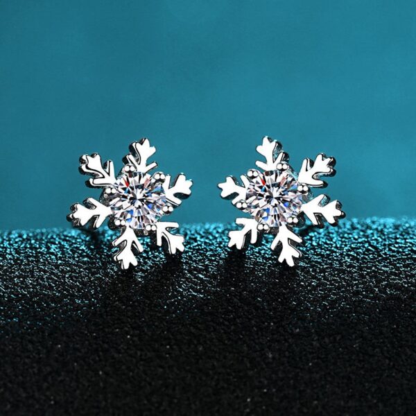 AZ108-E Test Passed Moissanite Stud Earrings Women Snowflake Earring 925 Sterling Silver Plated Rhodium Sparkly Fine Jewelry Gift