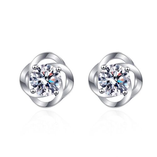 AZ460-E 30ct 50ct Four Claw Minimalist Moissanite Stud Earrings S925 Silver Bestseller GBA Certified Women Trendy Jewelry Free Gift Box