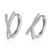 AZ431-E Total 0.28CT Real Moissanite Stud Earrings for Women Cross Wedding Sparkling 925 Silver Simulated Diamond Hoop Earring