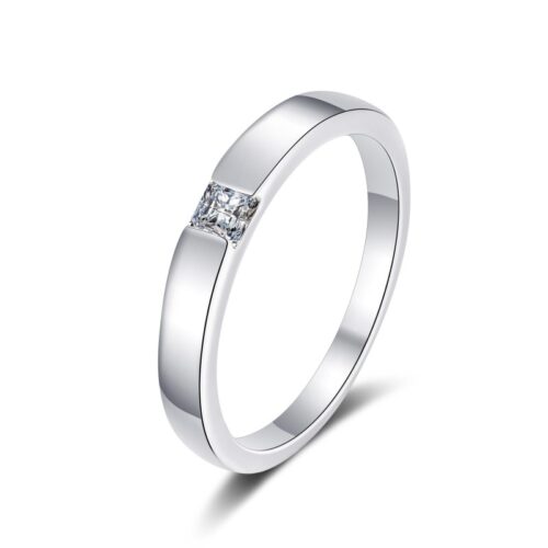 AZ531-J S925 Sterling Silver 0.3Ct Princess Cut Moissanite Ring Women's Stackable Wedding Band Bridal Jewelry 2025
