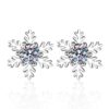AZ108-E Test Passed Moissanite Stud Earrings Women Snowflake Earring 925 Sterling Silver Plated Rhodium Sparkly Fine Jewelry Gift