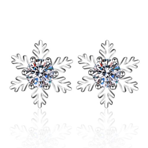 AZ108-E Test Passed Moissanite Stud Earrings Women Snowflake Earring 925 Sterling Silver Plated Rhodium Sparkly Fine Jewelry Gift