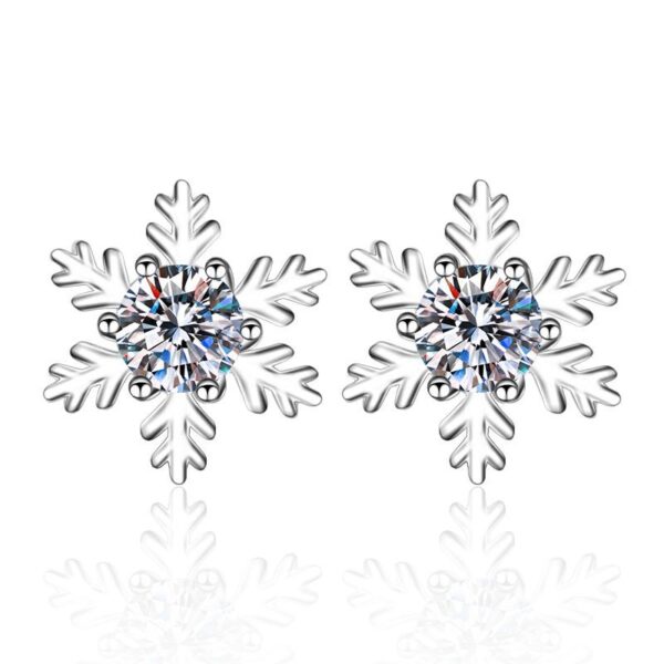 AZ108-E Test Passed Moissanite Stud Earrings Women Snowflake Earring 925 Sterling Silver Plated Rhodium Sparkly Fine Jewelry Gift