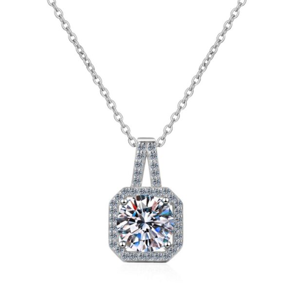 AZ089-X 18K White Gold Platinum PT950 0.5ct Moissanite Pendant Necklaces for Women Jewelry Custom Engraving Option