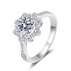 AZ349-J 1ct Real Moissanite Solitaire Ring for Women Cross Hollow Marriage Proposal Ring S925 Silver Jewelry Created Diamond Band