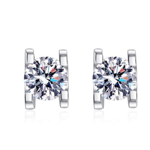 AZ204-E GRA Certified Classic Earrings Manufacturer Customized S925 Sterling Silver Round Cut Moissanite Women Earrings