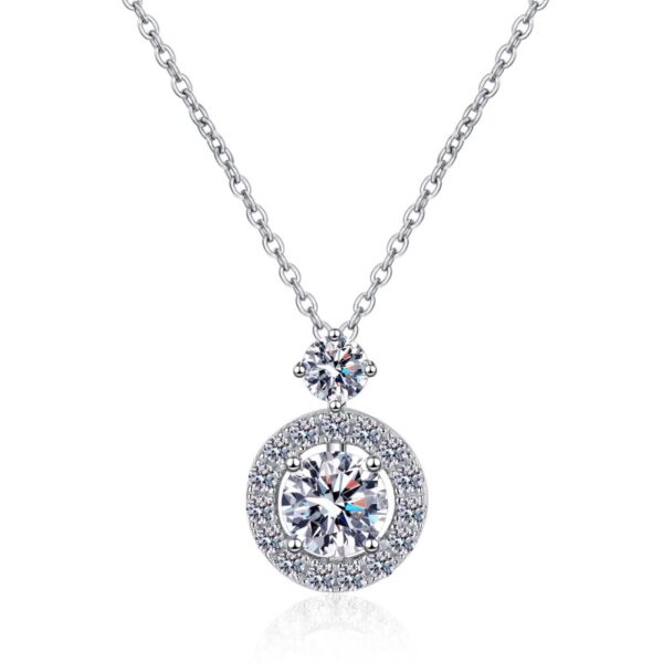 AZ870-X .5CT Moissanite Round Bun Pendant Necklace S925 Sterling Silver Office Chic Minimalist Daily Wear GBA Certified Free Gift Box