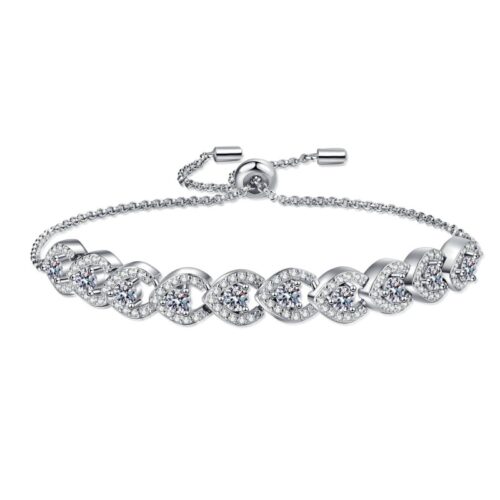 AZ802-S 2Ct Moissanite Dual Chain Toggle Design Bracelet S925 Pure Silver for Women Free Gift Box Exquisite Outfit Shines Brightly