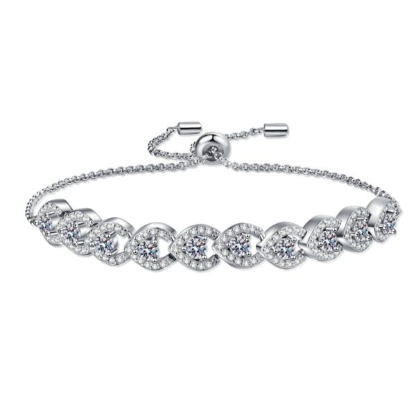 AZ802-S 2Ct Moissanite Dual Chain Toggle Design Bracelet S925 Pure Silver for Women Free Gift Box Exquisite Outfit Shines Brightly