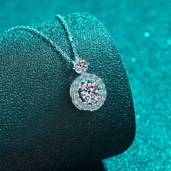 AZ870-X .5CT Moissanite Round Bun Pendant Necklace S925 Sterling Silver Office Chic Minimalist Daily Wear GBA Certified Free Gift Box