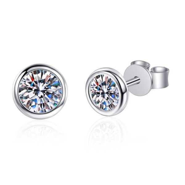 AZ160-E 0.3-1ct 100% Real Moissanite Stud Earrings for Women Bubble Round Sparkling 925 Sterling Silver Earring White Gold Color