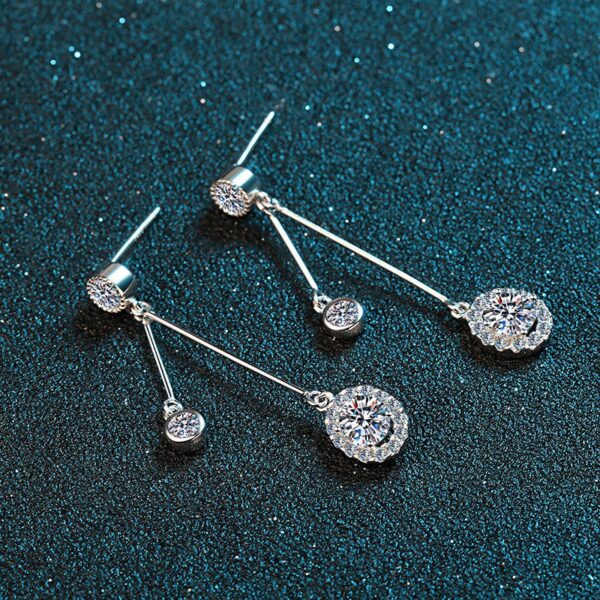 AZ098-E 1CT Moissanite Long Drop Earrings For Women 925 Sterling Silver Brilliant Lab Diamond Brides Bridesmaid Dangling Earrings