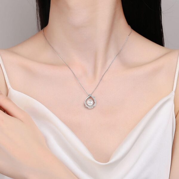 AZ846-X S925 Sterling Silver Moissanite 9mm Pearl Necklace Fashion Commuter Collar Chain Fo Women