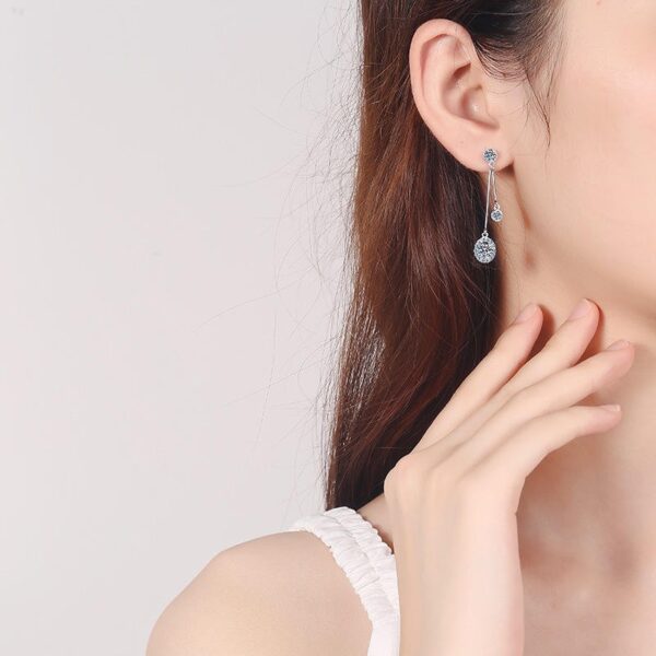 AZ098-E 1CT Moissanite Long Drop Earrings For Women 925 Sterling Silver Brilliant Lab Diamond Brides Bridesmaid Dangling Earrings