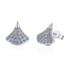 AZ234-E Elegant Fan-Shaped Stud Earrings with Moissanite Decor, Jewelry, Ideal Choice for Gifts 925 sterling silver earrings for women