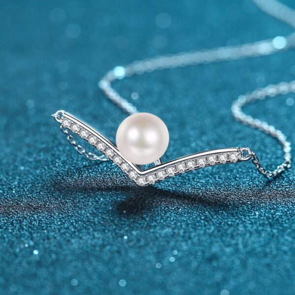 AZ495-X 18K White Gold Platinum Pt950 Necklace for Women Moissanite Premium Freshwater Pearls Collarbone Chain Wedding Fine Jewelry