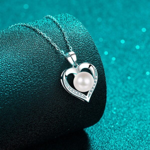 AZ767-X S925 Sterling Silver Natural 9mm Pearl Necklace Set with Moissanite Collar Chain Women