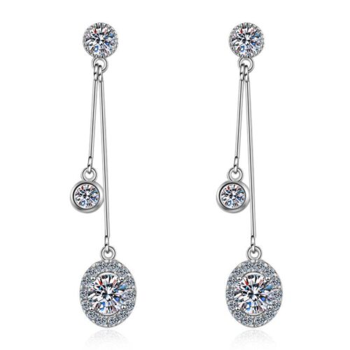 AZ098-E 1CT Moissanite Long Drop Earrings For Women 925 Sterling Silver Brilliant Lab Diamond Brides Bridesmaid Dangling Earrings