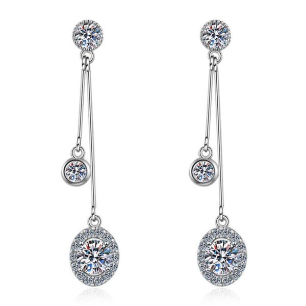AZ098-E 1CT Moissanite Long Drop Earrings For Women 925 Sterling Silver Brilliant Lab Diamond Brides Bridesmaid Dangling Earrings