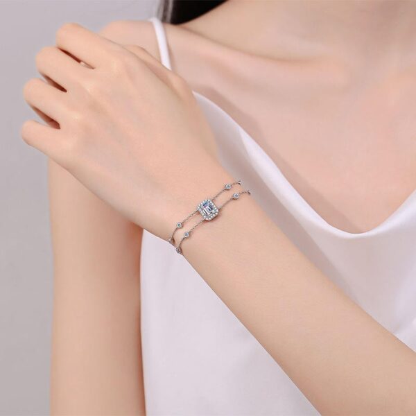 AZ920-S Luxury 1ct Moissanite Bracelet 18k White Gold & Platinum PT950 Shimmering Stylish Women's Wedding Fine Jewelry Sparkling Gift