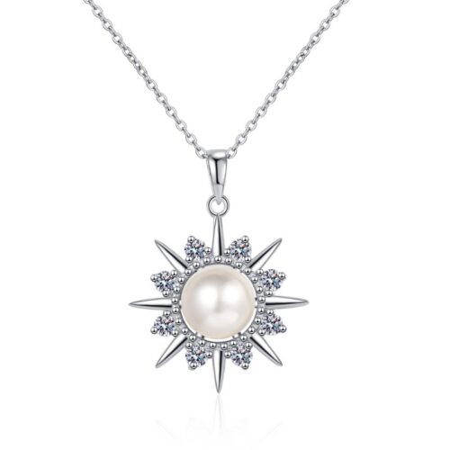 pHpv21KLrgcX3qJ7w9ReMIaVQgei4hGm-800x800-1 AZ792-X S925 Sterling Silver Necklace 8mm Pearl 0.3ct Moissanite Sunflower Pendant for Women