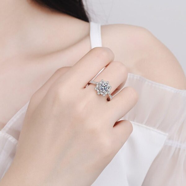 AZ349-J 1ct Real Moissanite Solitaire Ring for Women Cross Hollow Marriage Proposal Ring S925 Silver Jewelry Created Diamond Band