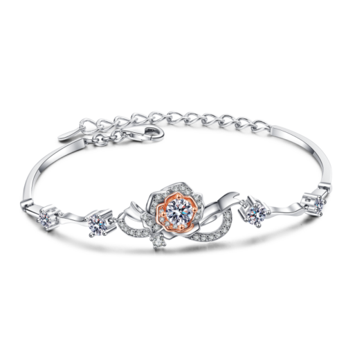 AZ094-X 0.3ct Premium Moissanite Necklace S925 Sterling Silver Petal Pendant Lock Bone Jewelry Women's Luxury Niche GBA Free Gift Box