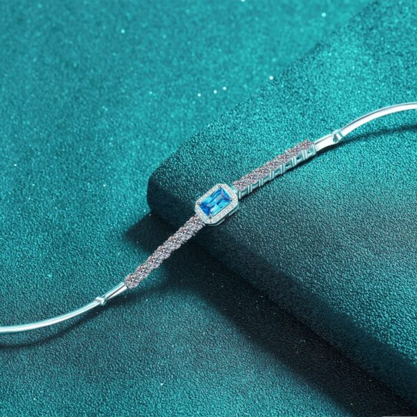 AZ921-S Brilliant 1ct Moissanite Personalized Bracelet for Women, Classic PT950 Platinum Stretch Adjustable Luxury Designer Fine Jewelry