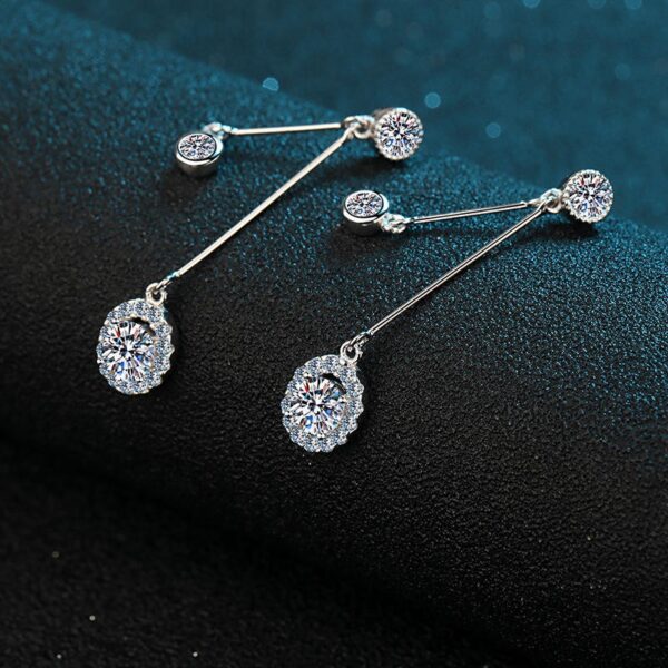 AZ098-E 1CT Moissanite Long Drop Earrings For Women 925 Sterling Silver Brilliant Lab Diamond Brides Bridesmaid Dangling Earrings