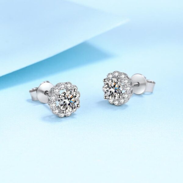 AZ053-E Fine Jewelry Girl 18K White Gold Earplug Stud Earrings for Women Wedding Moissanite Diamond 1ct D Color Daughter Birthday Gift