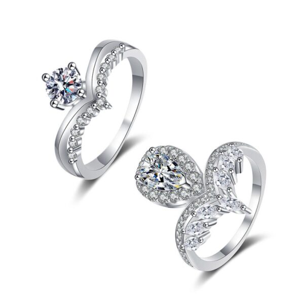 AZ421-J 0.5CT Moissanite Eternal Ring for Women S925 Pure Silver Plated 18K White Gold Laboratory Diamond Fashion Jewelry