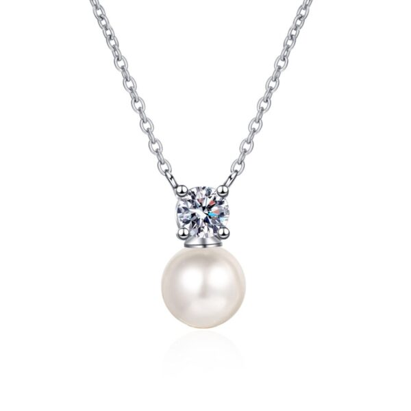 AZ502-X S925 Sterling Silver Chain 9mm Flawless Pearl Moissanite Necklace for Women