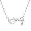 AZ882-X Luxury Cultured Freshwater Pearl Necklace for Women Anniversary Engagement 925 Silver Moissanite LOVE Pendant Jewelry Gifts