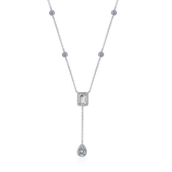 AZ372-X Birthday Gift 18K White Gold Necklaces for Women 0.5ct Moissanite Diamond Rose Flower Pendant Girlfriend Engagement Fine Jewelry