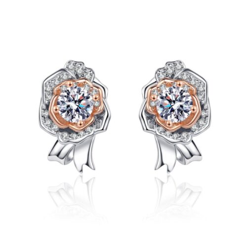 AZ372-E Wedding Party Daughter Fine Jewelry PT950 Platinum Stud Earrings for Women Moissanite Diamond 0.5/1ct Flower Girl Birthday Gift