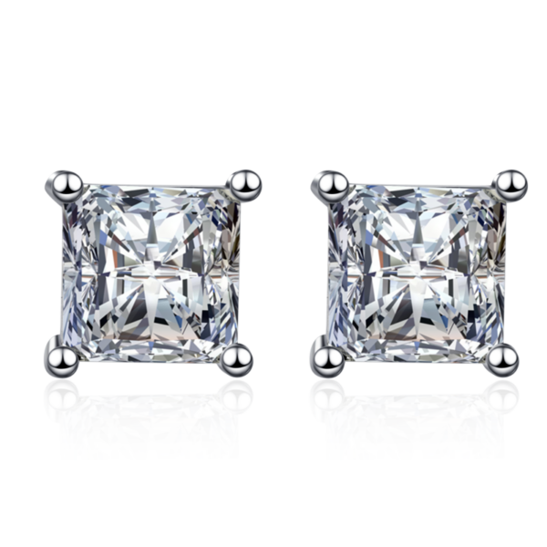AZ239-E GRA Certified Moissanite Diamond Unusual Square Halo Stud Earrings for Women PT950 Platinum Classic Princess Trendy Fine Jewelry