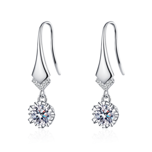 AZ428-E 925 silver moissanite earrings fashionable flower style shining gorgeous jewelry gift suitable for wedding mother's day
