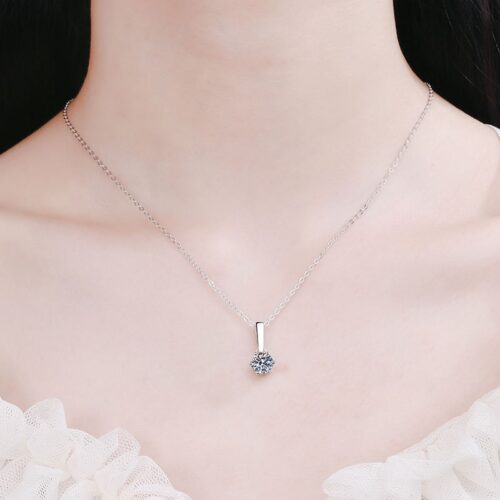 0.5ct Moissanite Heart Necklace in Sterling Silver