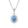 AZ818-X 18K White Gold Platinum PT950 1ct Blue Moissanite Pendant Necklace for Women Statement Drop Design Jewelry